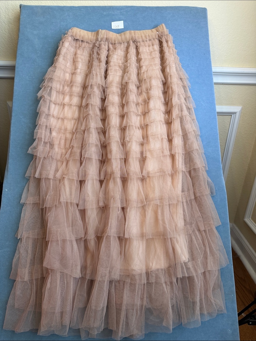 Tiered Tulle Midi Skirt - Gold Taupe size Medium